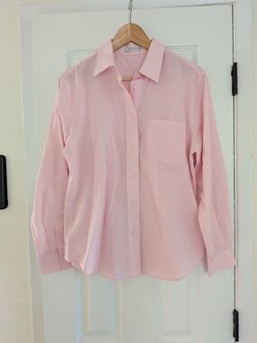 Foxcroft Women's Pink LS Button Up Collared Top Shirt Size 14P Wrinkle Free